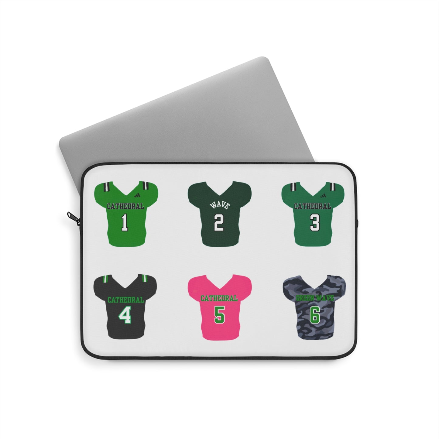 Cathedral Green Wave Football Jersey Laptop Sleeve