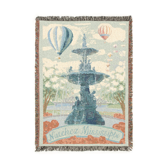 Natchez Woven Blanket Feat. Hot Air Balloon Fountain Design