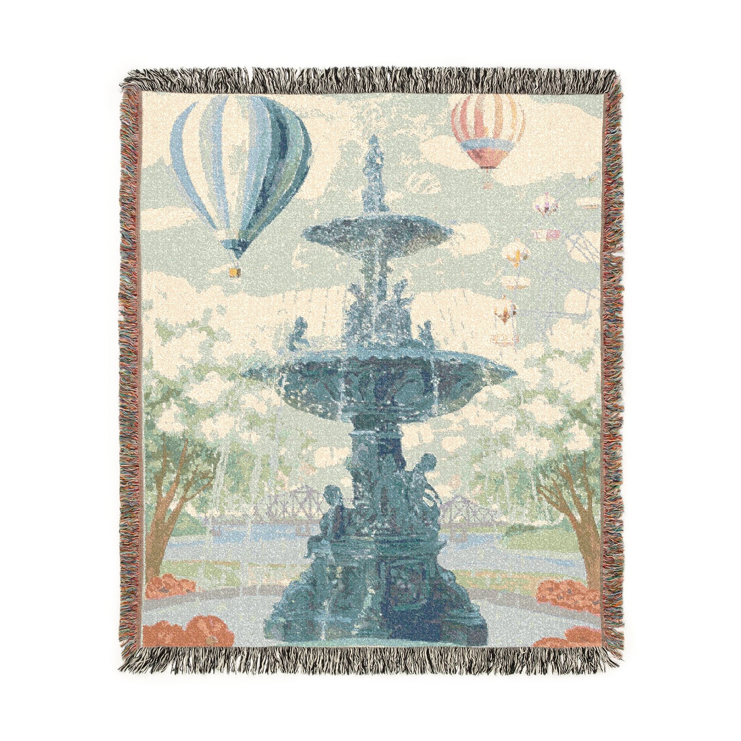 Natchez Woven Blanket Feat. Hot Air Balloon Fountain Design