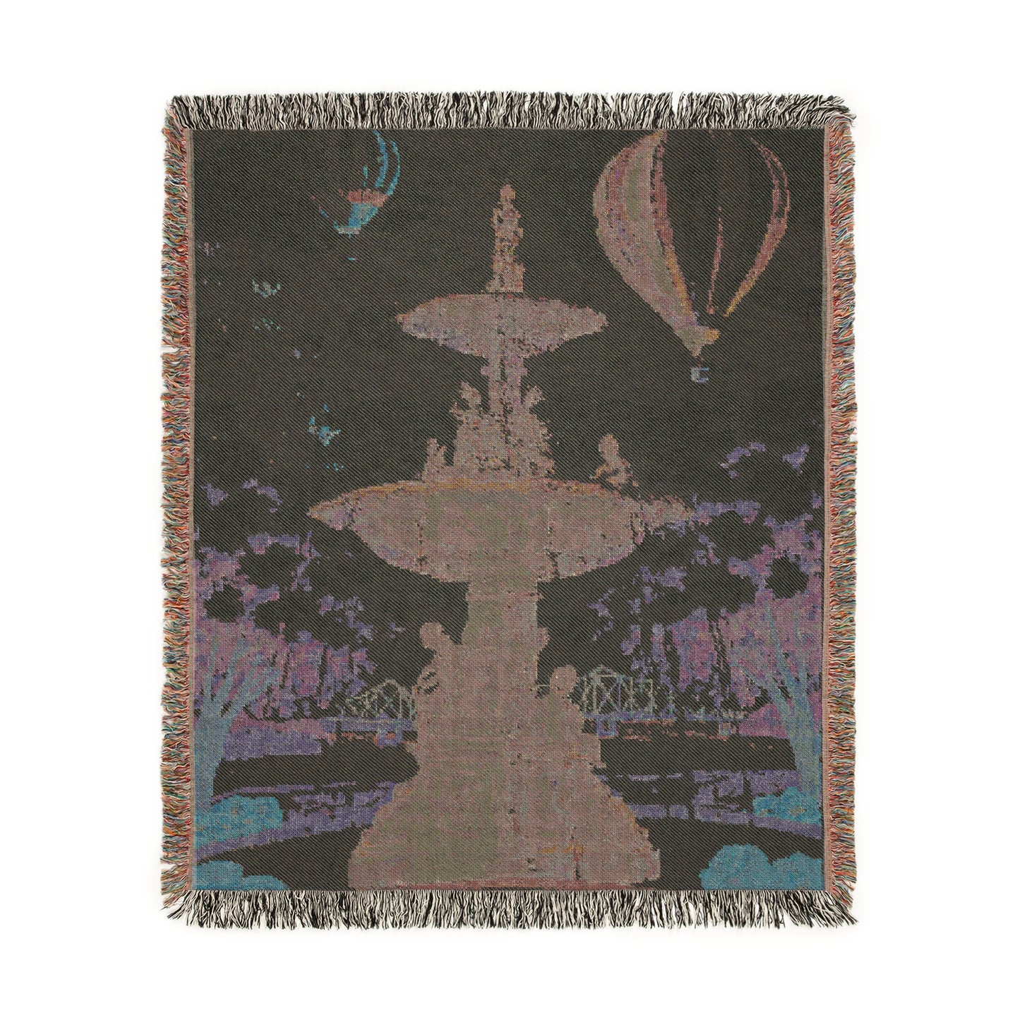 Natchez Woven Blanket Feat. Hot Air Balloon Fountain Design