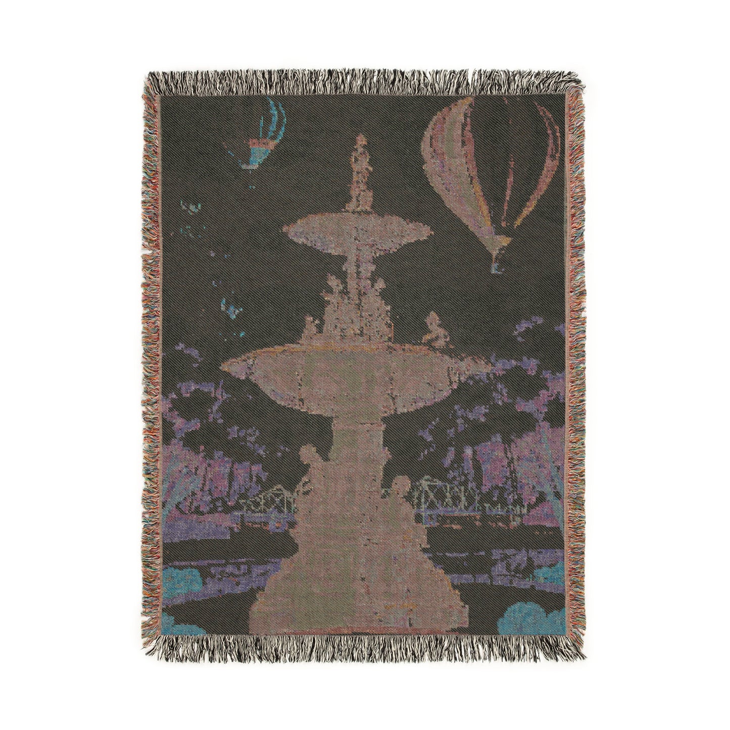 Natchez Woven Blanket Feat. Hot Air Balloon Fountain Design